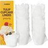Katbite Tulip Cupcake Liners Holders 200PCS, Muffin Baking Cups, Cupcake Wrapper for Party, Wedding, Birthday, Christmas(White)