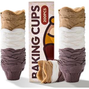 Katbite Tulip Cupcake Liners Holders 200PCS, Muffin Baking Cups, Cupcake Wrapper for Party, Wedding, Birthday, Christmas(Lotus-Multi)