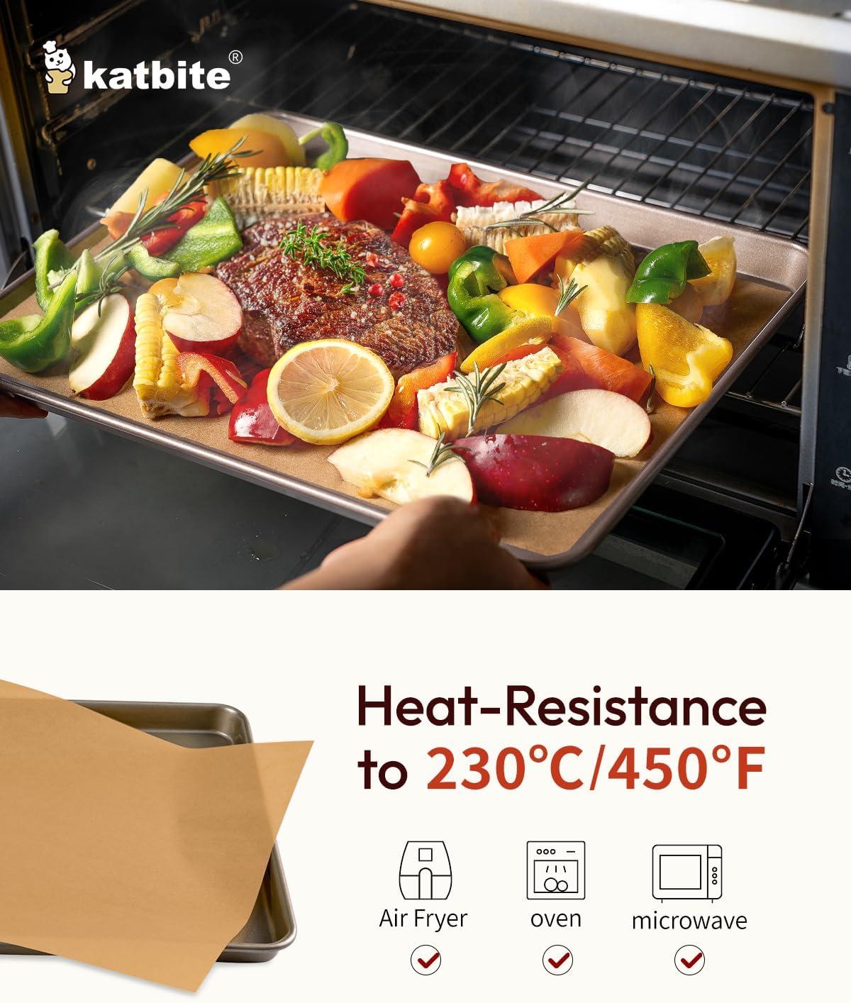 image:imageKatbite 120Pcs 8x12 inches Parchment Paper Sheets Heavy Duty Unbleached Baking Paper Precut Parchment Paper for Baking Air Fryer Grilling Steaming10x15265