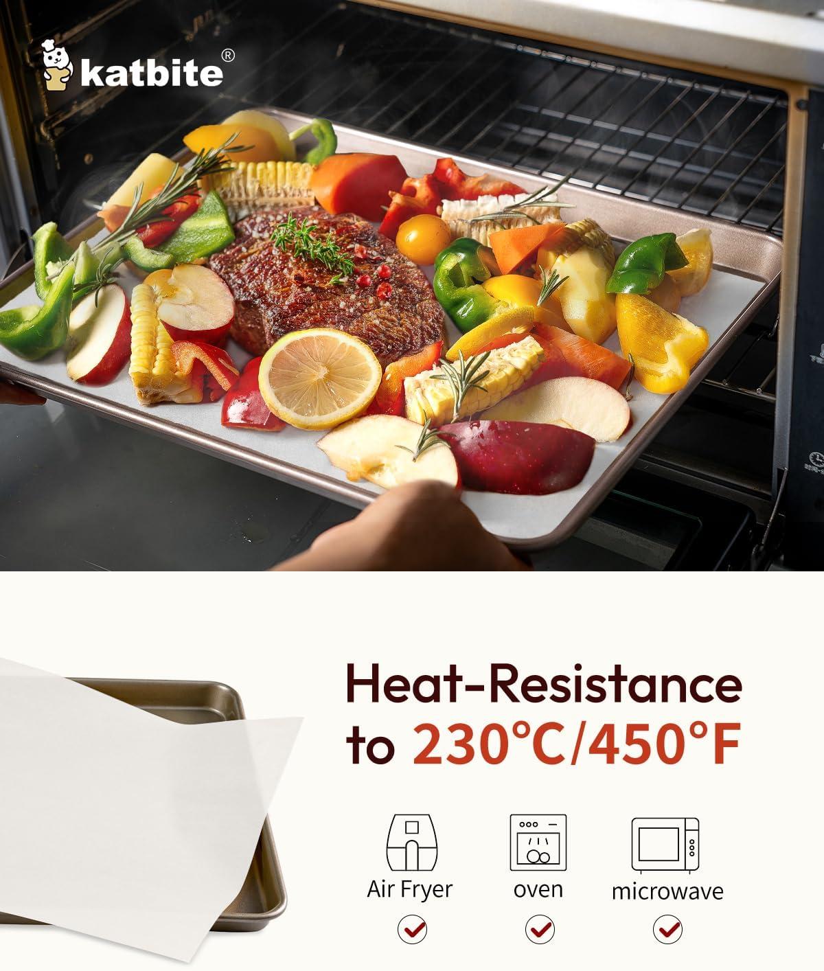 image:imageKatbite 200Pcs 9x13 inch Heavy Duty Parchment Paper Sheets Precut Parchment Paper for Quarter Sheet Pans Liners Baking Cookies Bread Meat Pizza Toaster Oven 9x139x13350