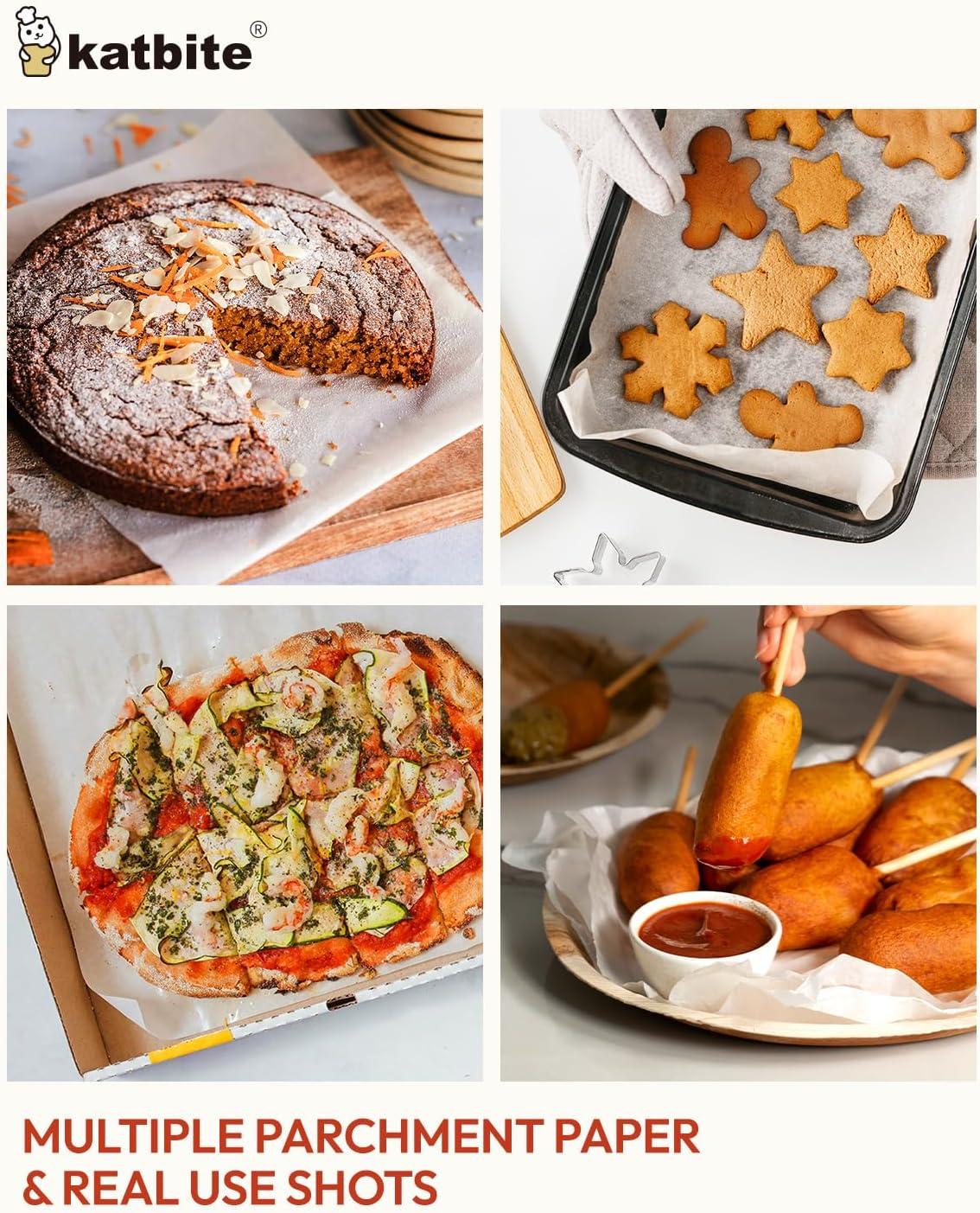 image:imageKatbite 200Pcs 9x13 inch Heavy Duty Parchment Paper Sheets Precut Parchment Paper for Quarter Sheet Pans Liners Baking Cookies Bread Meat Pizza Toaster Oven 9x1312x1675