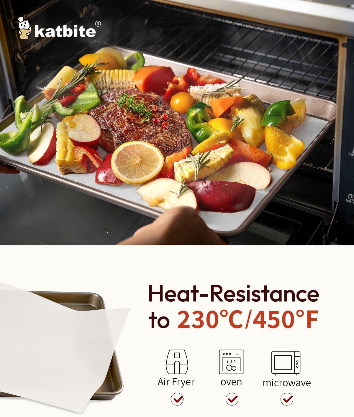 image:imageKatbite 200Pcs 9x13 inch Heavy Duty Parchment Paper Sheets Precut Parchment Paper for Quarter Sheet Pans Liners Baking Cookies Bread Meat Pizza Toaster Oven 9x139x13200