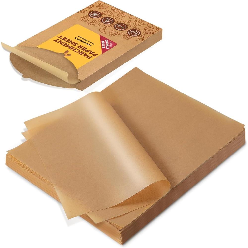 image:imageKatbite 120Pcs 8x12 inches Parchment Paper Sheets Heavy Duty Unbleached Baking Paper Precut Parchment Paper for Baking Air Fryer Grilling Steaming12x16400