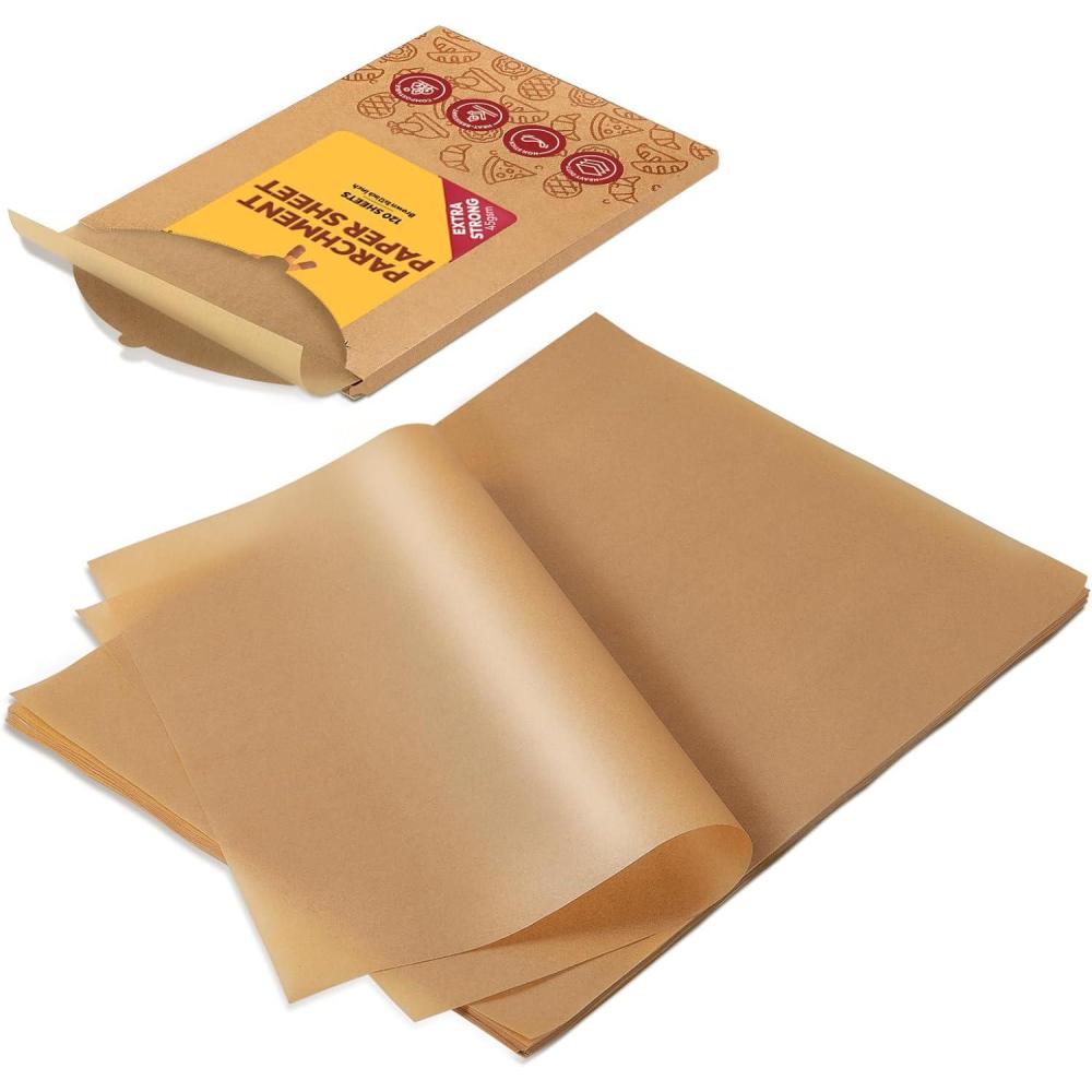 image:imageKatbite 120Pcs 8x12 inches Parchment Paper Sheets Heavy Duty Unbleached Baking Paper Precut Parchment Paper for Baking Air Fryer Grilling Steaming8x12120