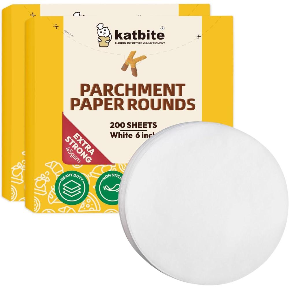 image:imageKatbite 200Pcs 6 Inch Parchment Paper Rounds Unbleached amp Nonstick Precut Parchment Circles for Cheesecake Spring Pans Fridge StorageFreezing Hamburger Patties6inch400