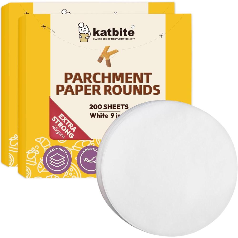 image:imageKatbite 200Pcs 6 Inch Parchment Paper Rounds Unbleached amp Nonstick Precut Parchment Circles for Cheesecake Spring Pans Fridge StorageFreezing Hamburger Patties9inch400