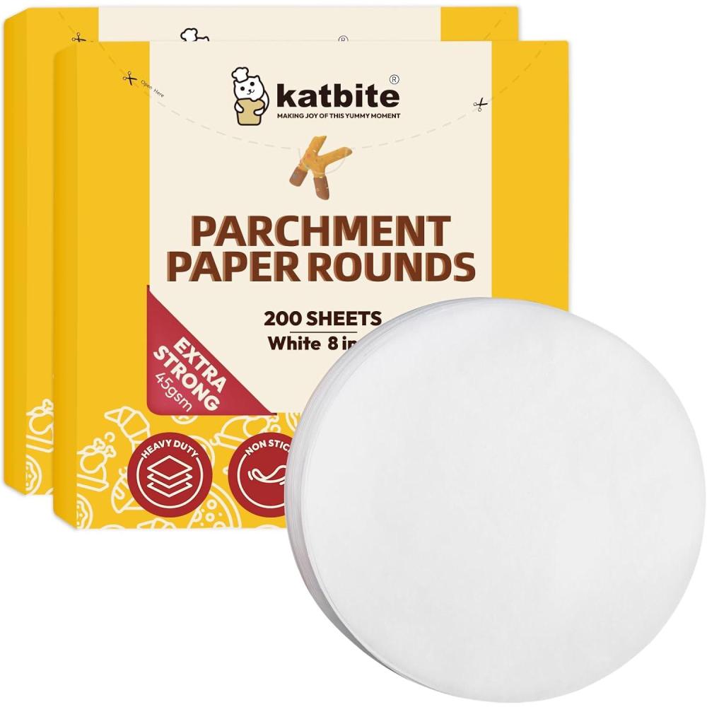 image:imageKatbite 200Pcs 6 Inch Parchment Paper Rounds Unbleached amp Nonstick Precut Parchment Circles for Cheesecake Spring Pans Fridge StorageFreezing Hamburger Patties8inch400