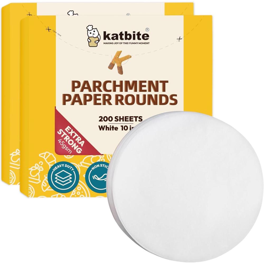 image:imageKatbite 200Pcs 6 Inch Parchment Paper Rounds Unbleached amp Nonstick Precut Parchment Circles for Cheesecake Spring Pans Fridge StorageFreezing Hamburger Patties10inch400