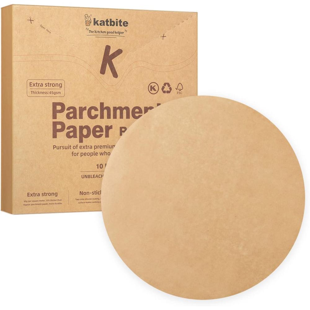 image:imageKatbite 200Pcs 6 Inch Parchment Paper Rounds Unbleached amp Nonstick Precut Parchment Circles for Cheesecake Spring Pans Fridge StorageFreezing Hamburger Patties10inch200Unbleached
