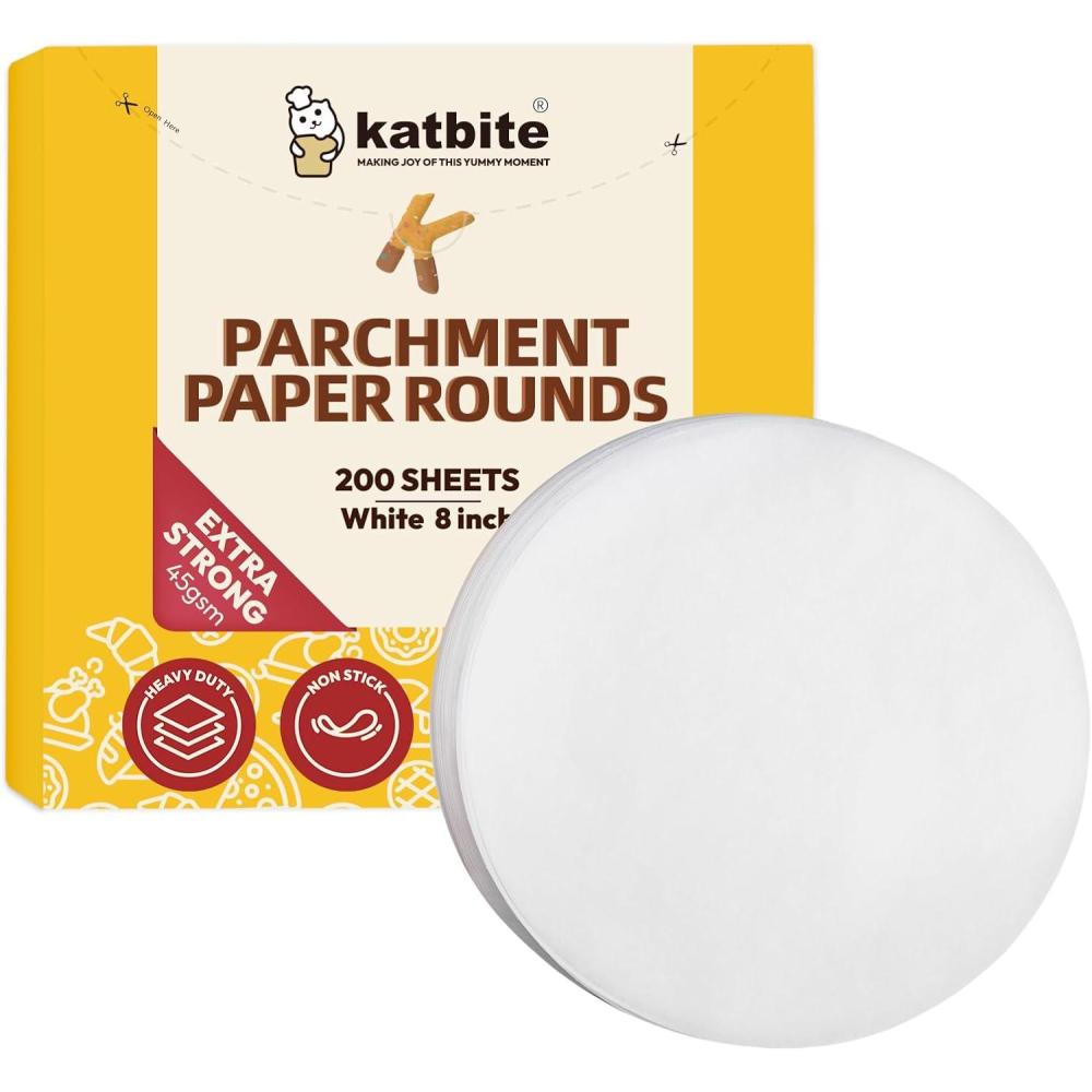 image:imageKatbite 200Pcs 6 Inch Parchment Paper Rounds Unbleached amp Nonstick Precut Parchment Circles for Cheesecake Spring Pans Fridge StorageFreezing Hamburger Patties8inch200