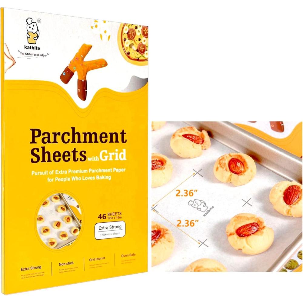 image:imageKatbite 200Pcs 9x13 inch Heavy Duty Parchment Paper Sheets Precut Parchment Paper for Quarter Sheet Pans Liners Baking Cookies Bread Meat Pizza Toaster Oven 9x1312x1646