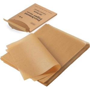 Katbite 120Pcs 8×12 inches Parchment Paper Sheets, Heavy Duty Unbleached Baking Paper, Pre-cut Parchment Paper for Baking, Air Fryer, Grilling, Steaming(18″x26″-200)
