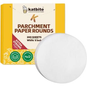 Katbite 200Pcs 6 Inch Parchment Paper Rounds, Unbleached & Non-stick, Precut Parchment Circles for Cheesecake Spring Pans, Fridge Storage/Freezing Hamburger Patties(6inch-200)