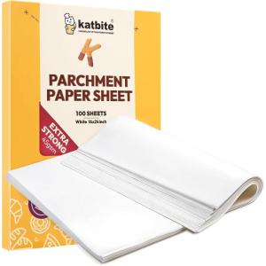 Katbite 200Pcs 9×13 inch Heavy Duty Parchment Paper Sheets, Precut Parchment Paper for Quarter Sheet Pans Liners, Baking Cookies, Bread, Meat, Pizza, Toaster Oven (9″x13″)(16″x24″-100)