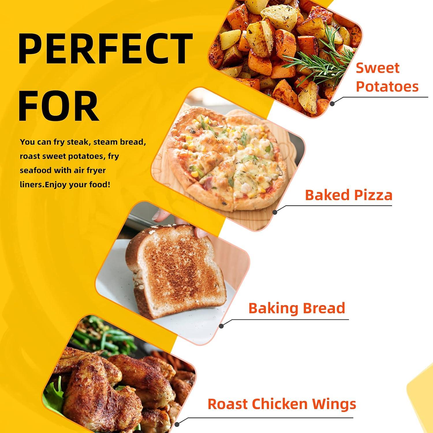 image:imageKatbite 200Pcs 9 Inch Parchment Paper Heavy Duty Perforated Unbleached Liners Squares for Air Fryer Steamer Oven Frying Chicken65 x 65200Pcs