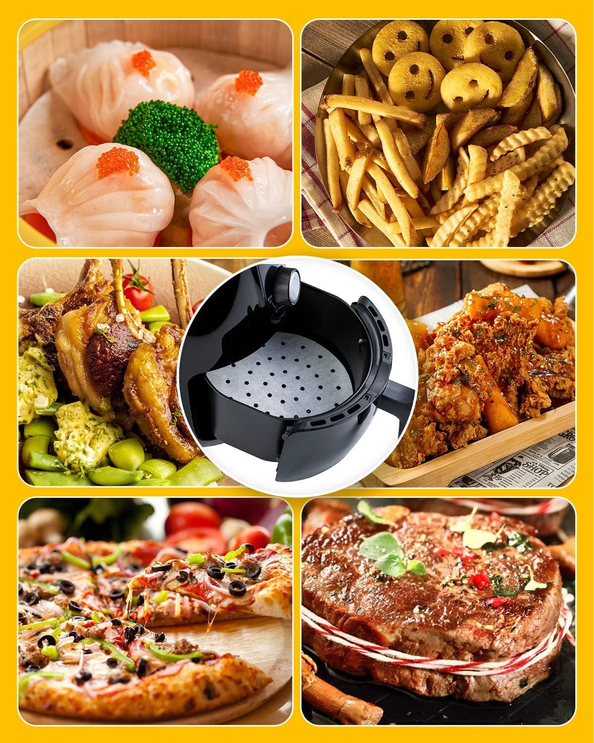 image:imageKatbite 200Pcs 9 Inch Parchment Paper Heavy Duty Perforated Unbleached Liners Squares for Air Fryer Steamer Oven Frying Chicken75120Pcs
