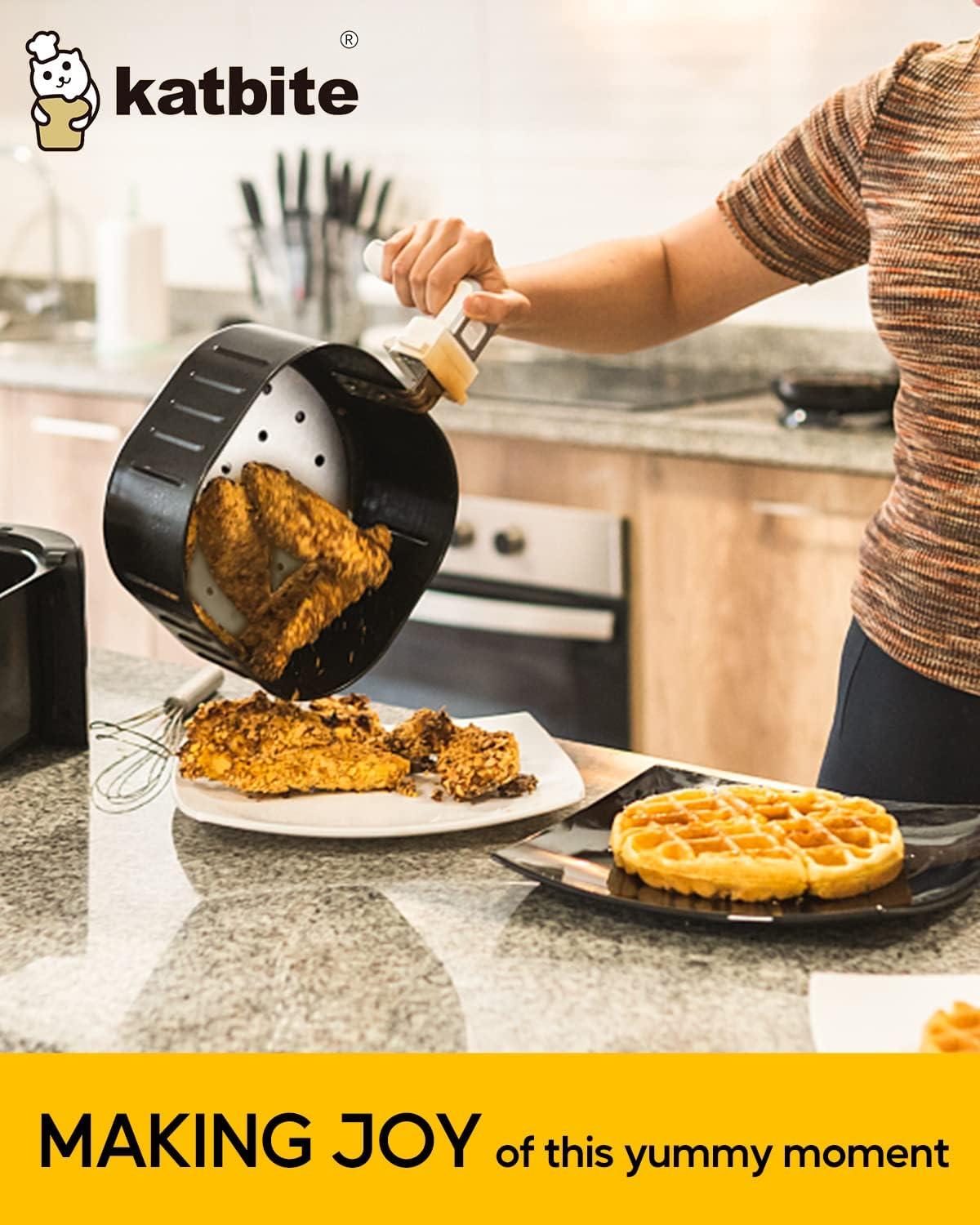 image:imageKatbite 200Pcs 9 Inch Parchment Paper Heavy Duty Perforated Unbleached Liners Squares for Air Fryer Steamer Oven Frying Chicken75120Pcs
