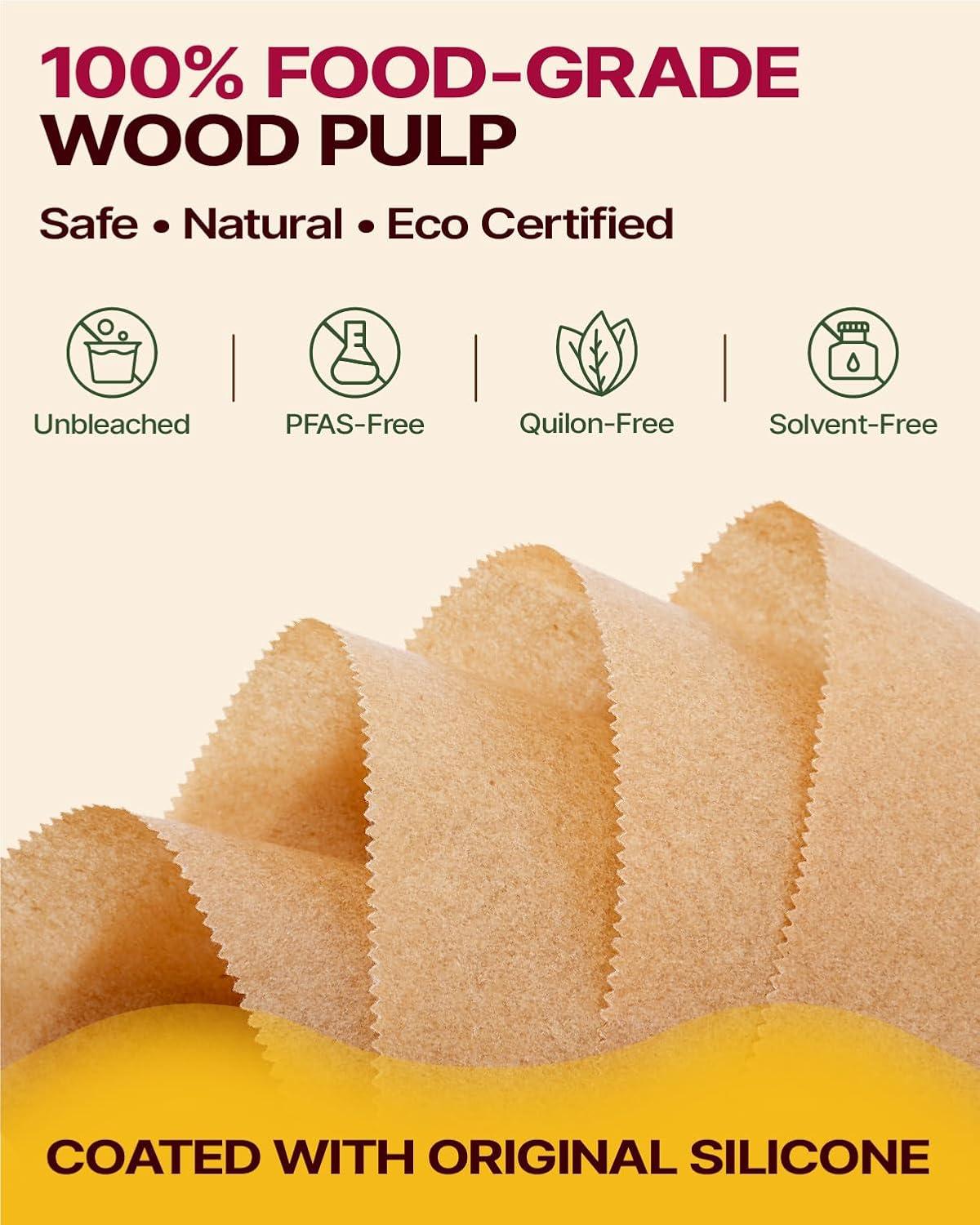 image:imageKatbite 220PCS DZ201 Air Fryer Liners Disposable 86x55 Rectangle Airfryer Paper Liners for Dual Air Fryer OilProof Parchment Paper for Foodi DZ401 FG5518Square with Recipe Fridge Magnet
