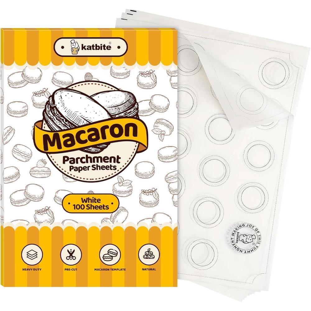 image:imageKatbite 100 Macaron Parchment Sheets Template Baking Cookie Parchment Printed Circle Baking Stencil for Macaron Cookie 12x16 In NonStick amp Heavy Duty Precut Paper for Chicken Pizza French Fry12X16Inch 100 Pcs