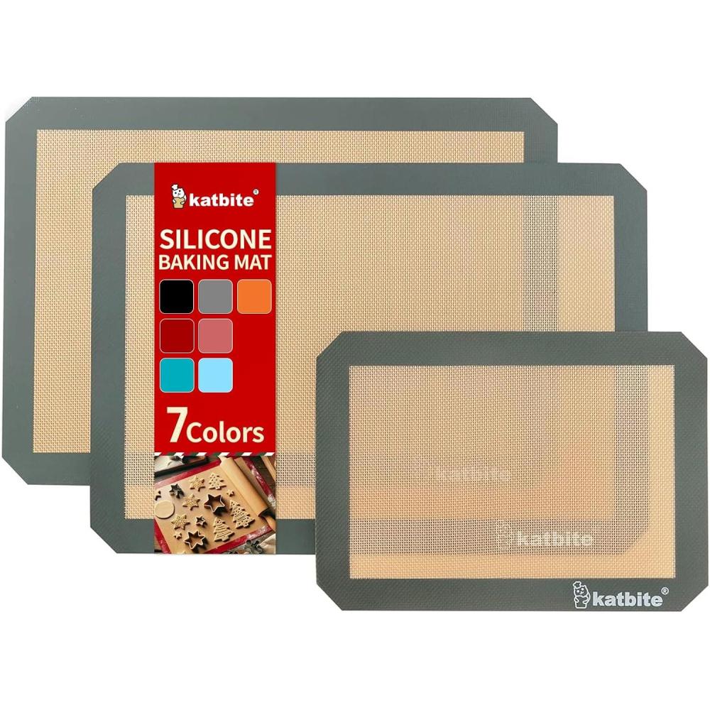 image:imageMacaron Silicone Baking Mats Katbite Silicone Macaroons Baking Mat Set of 2 Half Sheet 11 58 x 16 12 Reusable amp Nonstick Macarons Baking Supplies Silicone Bakeware Mats for Macarons CookiesGray 3 Pack