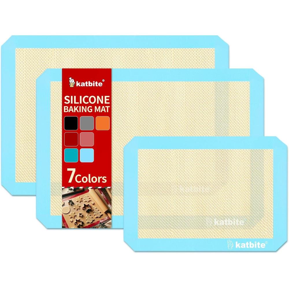 image:imageMacaron Silicone Baking Mats Katbite Silicone Macaroons Baking Mat Set of 2 Half Sheet 11 58 x 16 12 Reusable amp Nonstick Macarons Baking Supplies Silicone Bakeware Mats for Macarons CookiesLight Blue 3 Pack