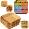 Katbite 220PCS DZ201 Air Fryer Liners Disposable, 8.6×5.5” Rectangle Airfryer Paper Liners for Dual Air Fryer, Oil-Proof Parchment Paper for Foodi DZ401, FG551(8″Square with Recipe Fridge Magnet)
