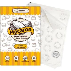 Katbite 100 Macaron Parchment Sheets Template Baking, Cookie Parchment, Printed Circle Baking Stencil for Macaron Cookie, 12×16 In, Non-Stick & Heavy Duty, Pre-cut Paper for Chicken Pizza French Fry(12X16Inch 100 Pcs)