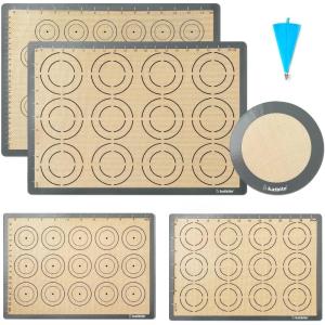 Macaron Silicone Baking Mats, Katbite Silicone Macaroons Baking Mat Set of 2 Half Sheet (11 5/8″ x 16 1/2″) Reusable & Nonstick Macarons Baking Supplies Silicone Bakeware Mats for Macarons Cookies(Gray 5 Pack)