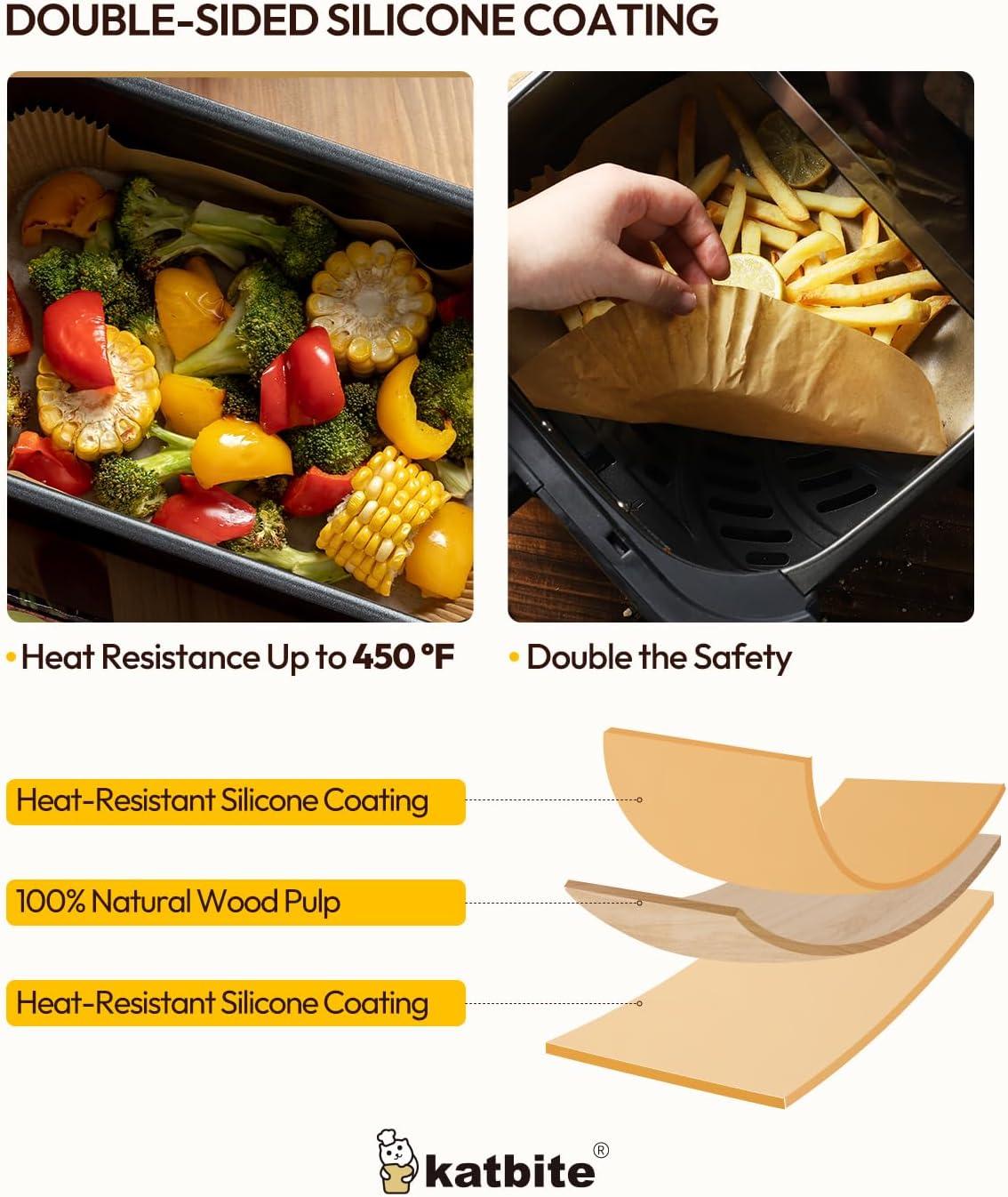 image:imageKatbite 300Pcs 6x6 Inches Patty Paper Burger Patty Paper amp Katbite 100PCS Air Fryer Liners Disposable 8x55