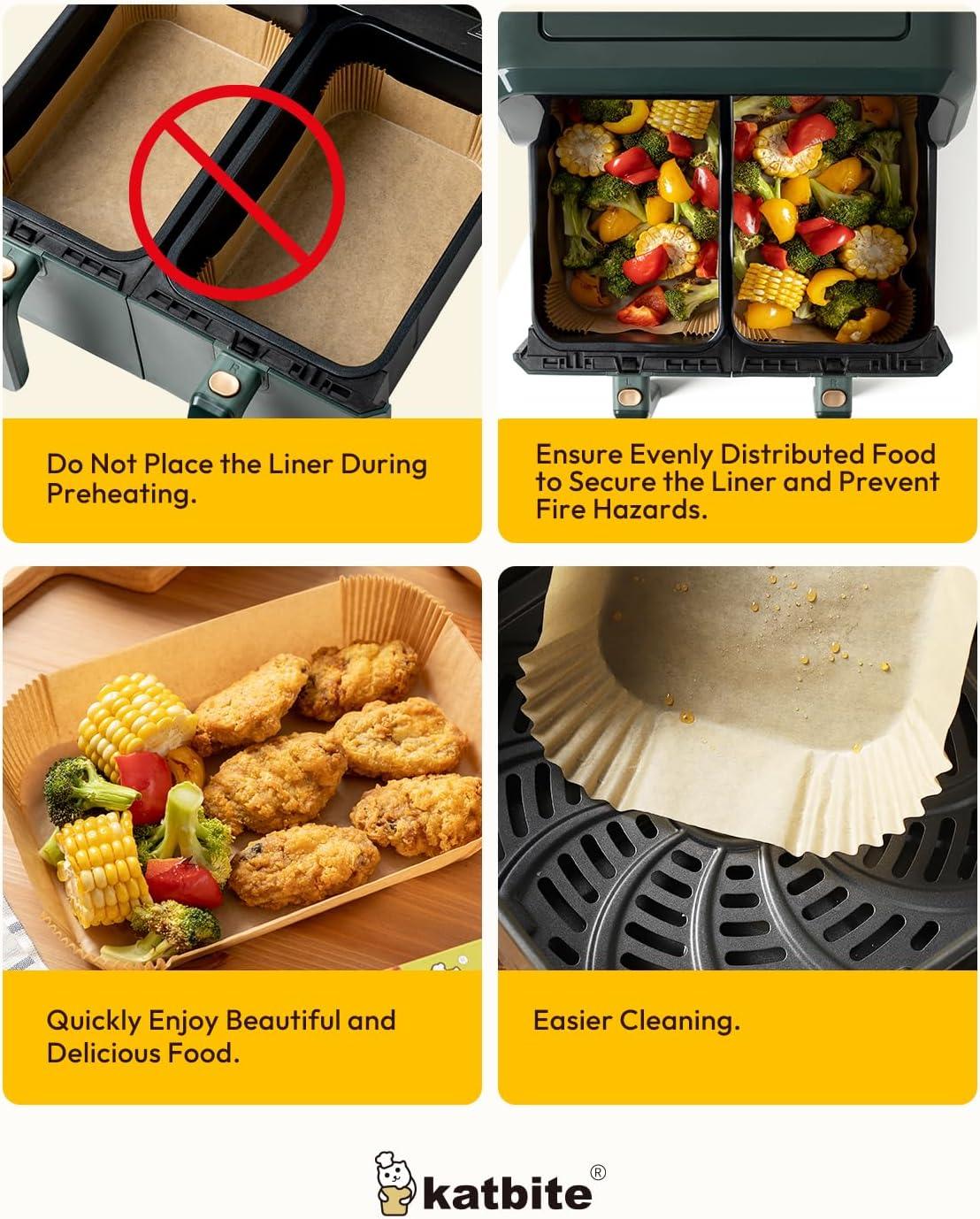 image:imageKatbite 300Pcs 6x6 Inches Patty Paper Burger Patty Paper amp Katbite 100PCS Air Fryer Liners Disposable 8x55